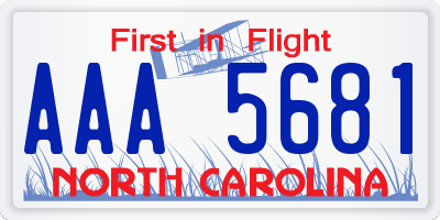 NC license plate AAA5681