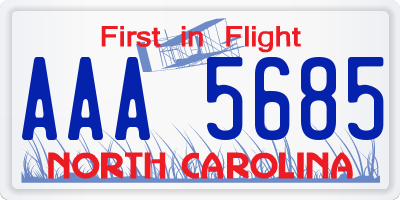 NC license plate AAA5685