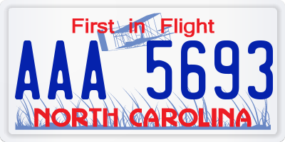 NC license plate AAA5693