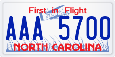 NC license plate AAA5700