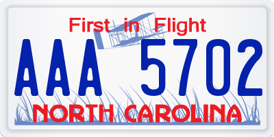 NC license plate AAA5702