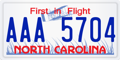 NC license plate AAA5704