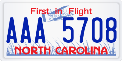 NC license plate AAA5708