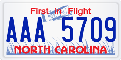 NC license plate AAA5709