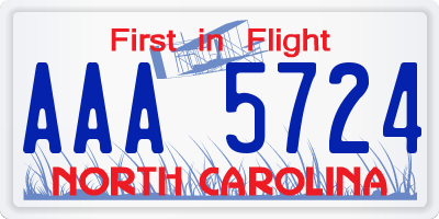 NC license plate AAA5724