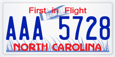 NC license plate AAA5728