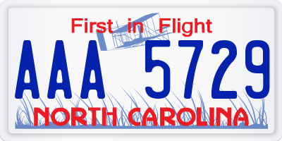 NC license plate AAA5729