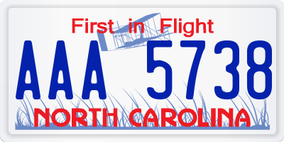 NC license plate AAA5738