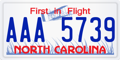 NC license plate AAA5739