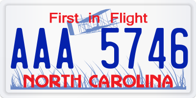 NC license plate AAA5746