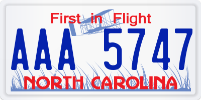 NC license plate AAA5747