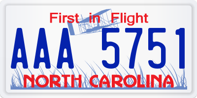 NC license plate AAA5751