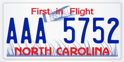 NC license plate AAA5752