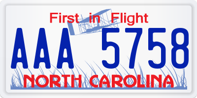 NC license plate AAA5758