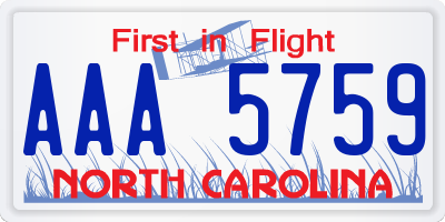 NC license plate AAA5759