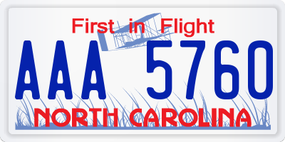 NC license plate AAA5760