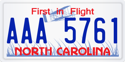 NC license plate AAA5761