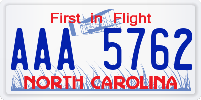 NC license plate AAA5762