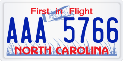 NC license plate AAA5766