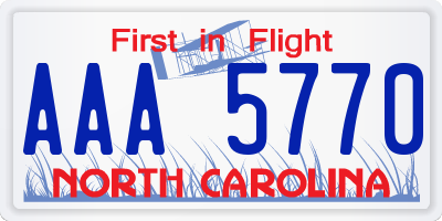NC license plate AAA5770