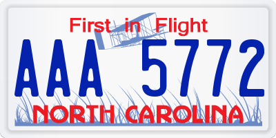 NC license plate AAA5772