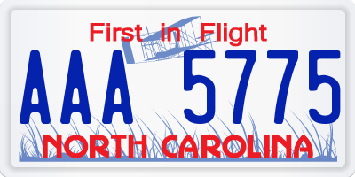 NC license plate AAA5775