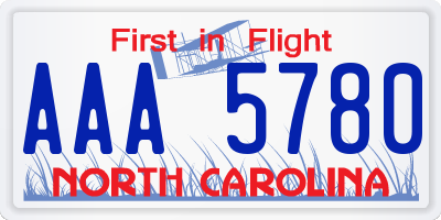 NC license plate AAA5780