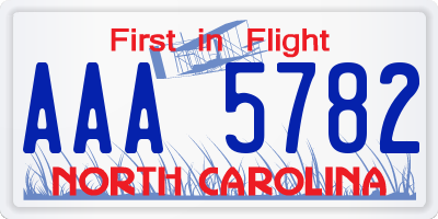 NC license plate AAA5782