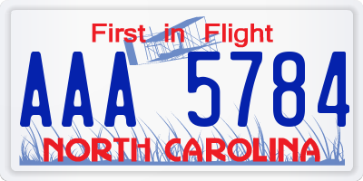 NC license plate AAA5784