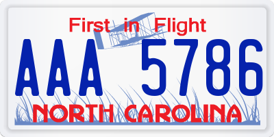 NC license plate AAA5786