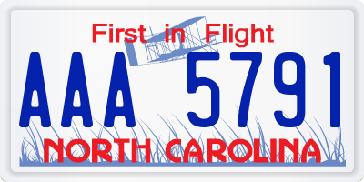 NC license plate AAA5791