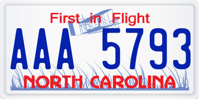 NC license plate AAA5793