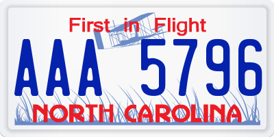 NC license plate AAA5796