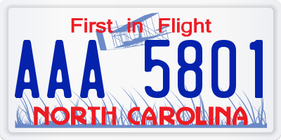 NC license plate AAA5801