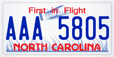 NC license plate AAA5805