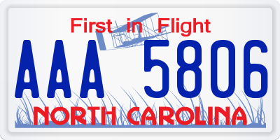 NC license plate AAA5806