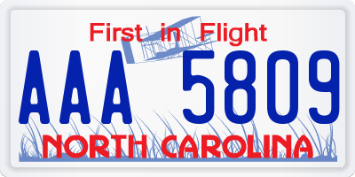 NC license plate AAA5809