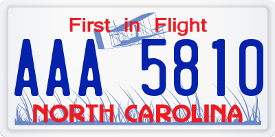 NC license plate AAA5810