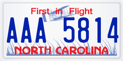 NC license plate AAA5814