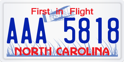 NC license plate AAA5818