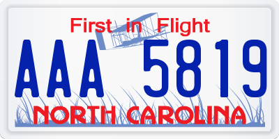 NC license plate AAA5819