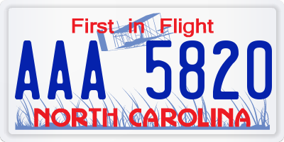 NC license plate AAA5820