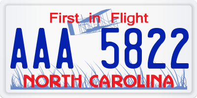 NC license plate AAA5822