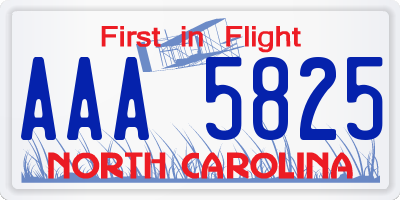 NC license plate AAA5825