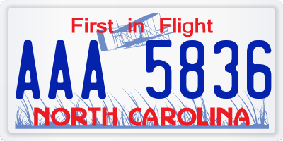 NC license plate AAA5836