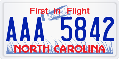 NC license plate AAA5842