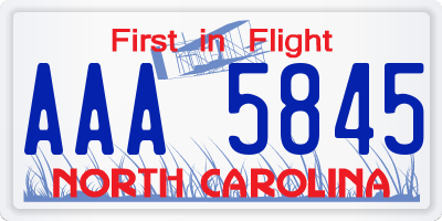 NC license plate AAA5845