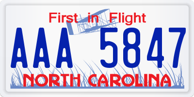 NC license plate AAA5847