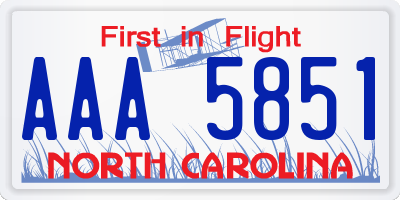 NC license plate AAA5851