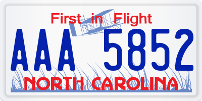 NC license plate AAA5852